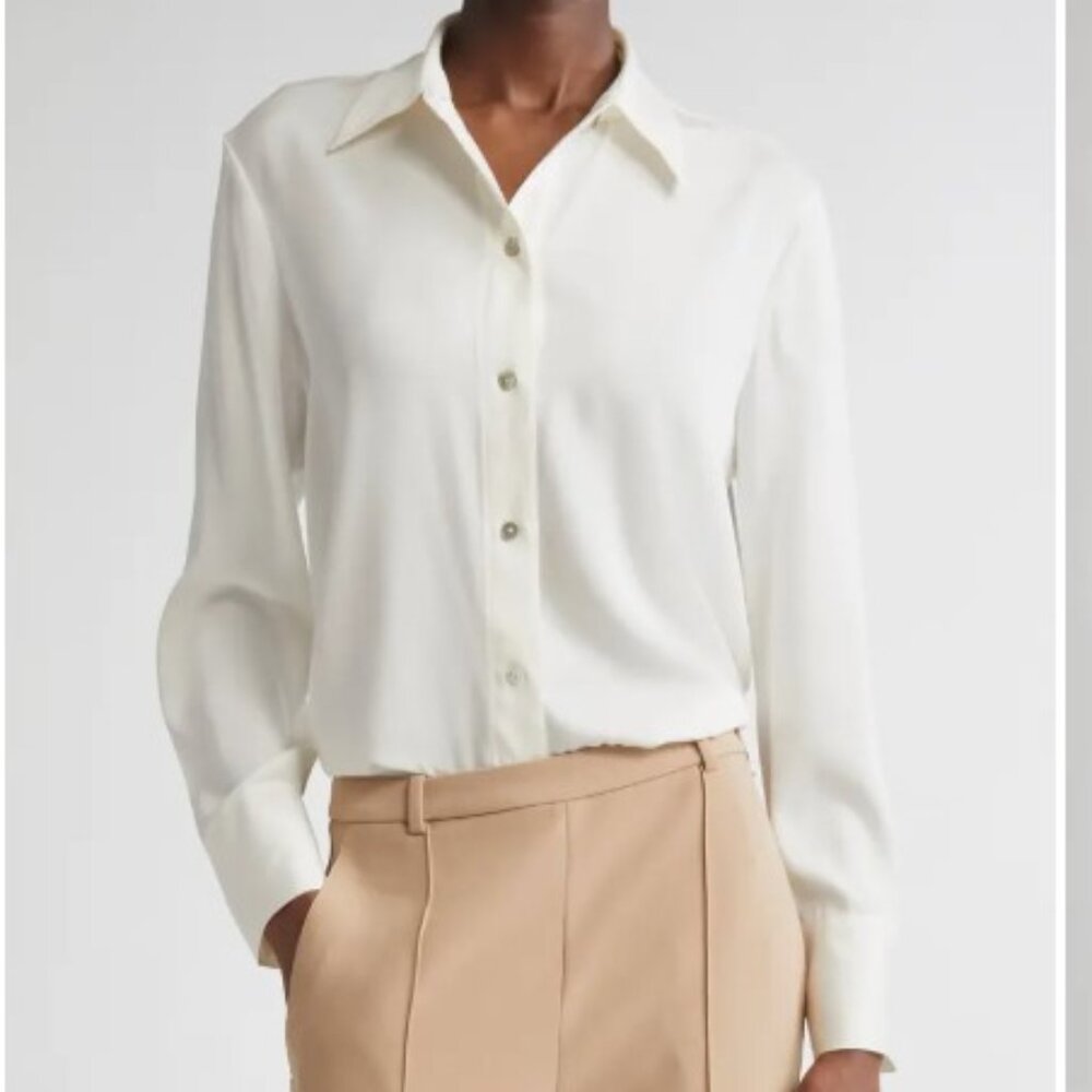 Vince Stretch Silk Button-Up Shirt